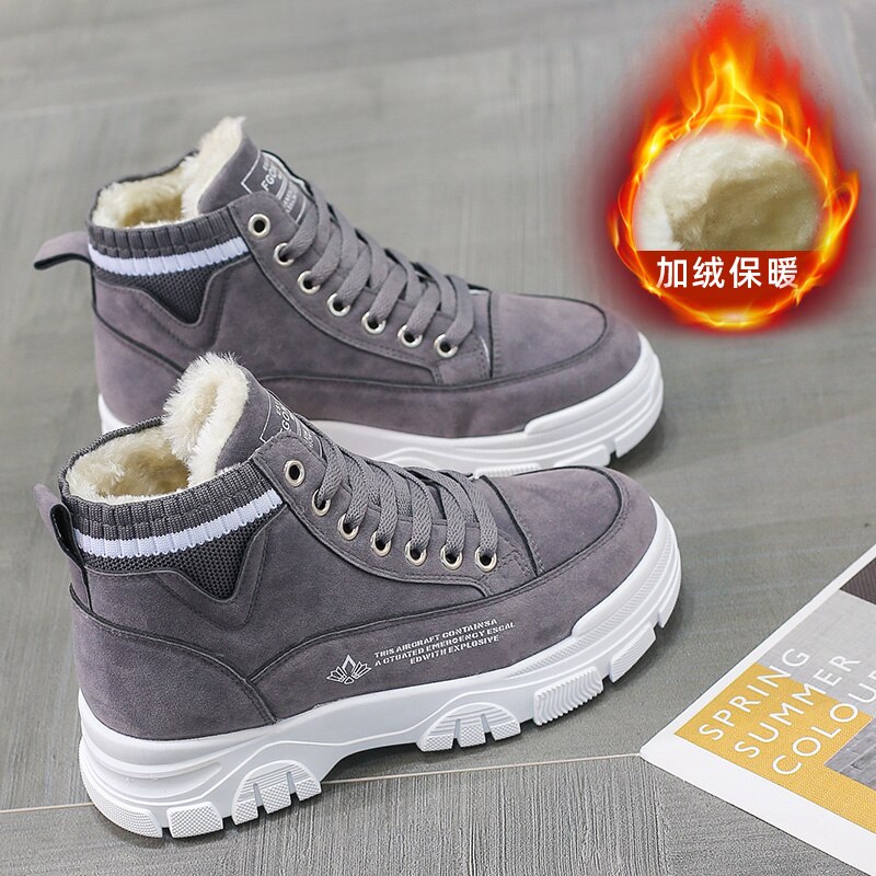Zapatillas de deporte de felpa para mujer, zapatos planos, tenis, invierno,