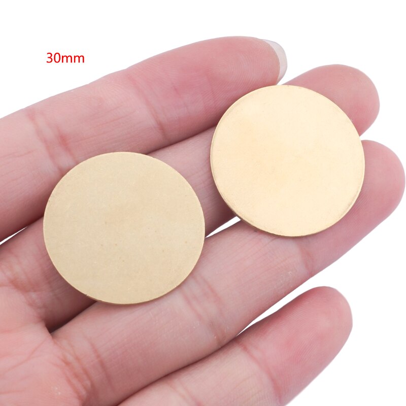 10 Uds. De dijes de disco de latón crudo de 30mm de diámetro con estampado de Metal en blanco sin agujeros, accesorios para fabricación de collares colgantes: 30mm