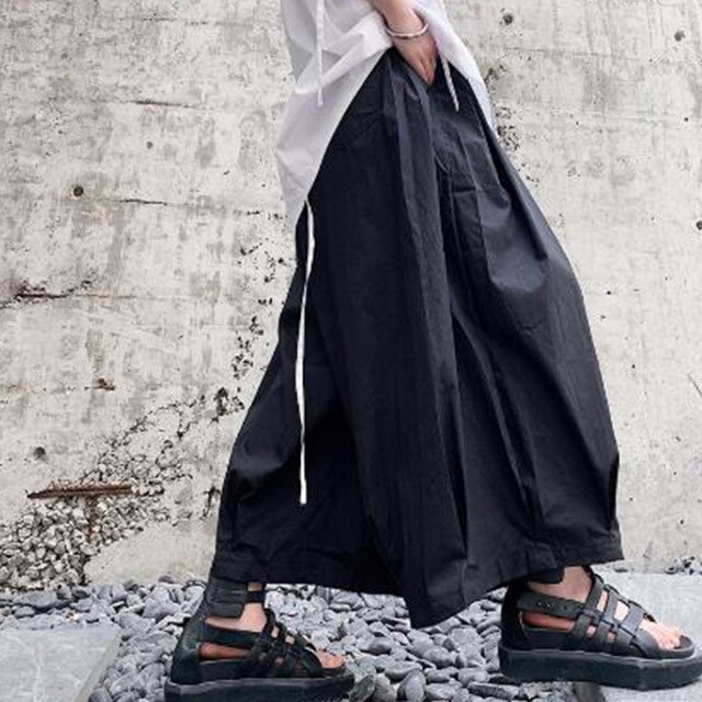 Męskie spodnie slouchy dorywczo spodnie szerokie nogawki męskie slouchy dziewięciominutowe spodnie culottes japońskie spodenki biodro-hopowe w stylu yamamoto: 4XL