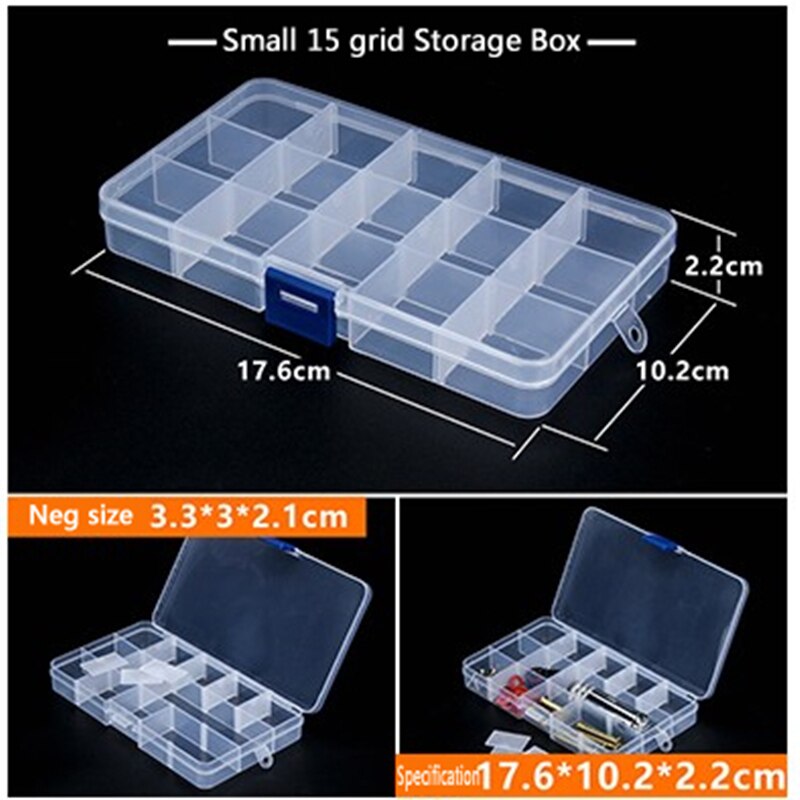 Household Storage Box Transparent The Shape Of Square Box 15 Lattices Plastic Compartment Storage Tool