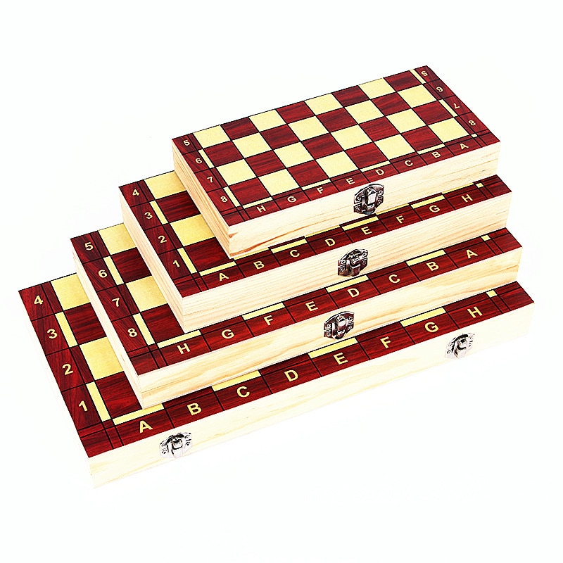 Internationale skakbrikker 3- i -1 sammenfoldeligt brætspil i træskak