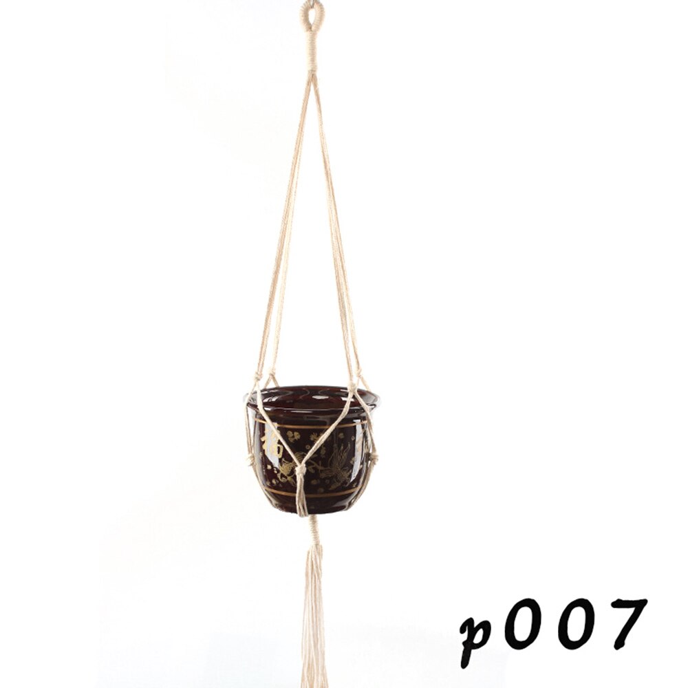 Macrame Katoen Handgemaakte Touw Opknoping Netto Opknoping Mand Vaas Bloem Plant Haak Sling Haak Land Yard Tuin Wanddecoratie: P007