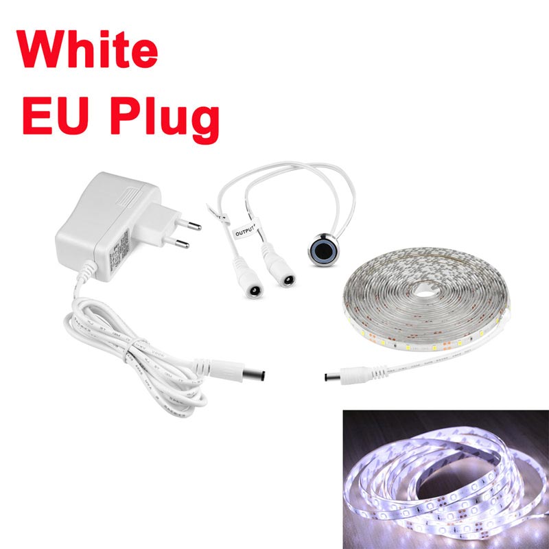 Touch Dimbare LED Strip licht lamp 12V Diode Tape Met Traploze Touch Sensor Dimmer DIY Closet Kast Nachtkastje Bed backlight: White With EU / 5m
