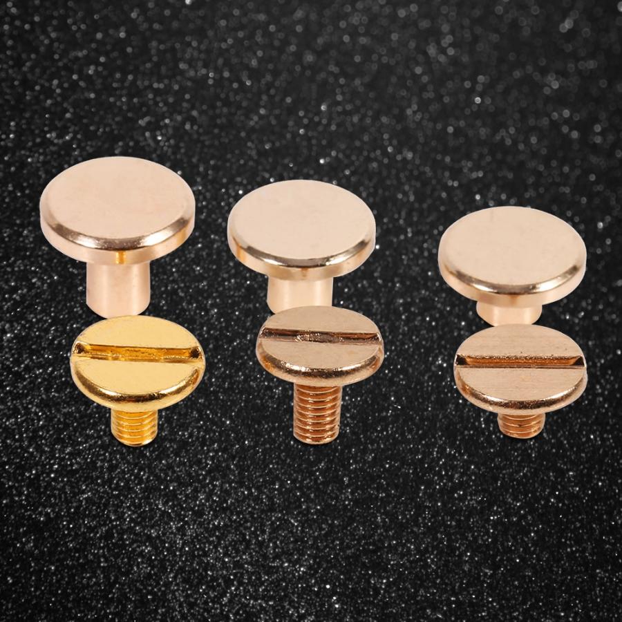 10 set 5/6.5/8mm massiva mässingsknappar skruvspik skruvback läder nitbälte mässingsspik