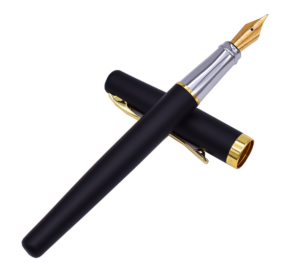 Duke Stalen Vulpen 209 Geavanceerde 22KGP Medium Penpunt 0.7mm, mat Zwart met Gouden Clip Schrijven Pen voor Office/Home