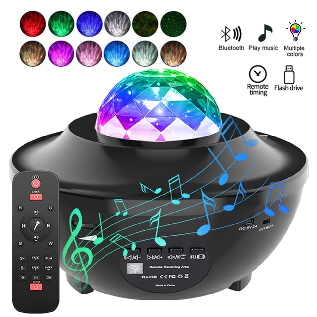 Galaxis Projektor Lampe Bunte sternenklar Himmel Stern Projektor USB Bluetooth Stimme Kontrolle Musik Spieler LED Nachtlicht Schlafzimmer Dekor: Schwarz Galaxis hell