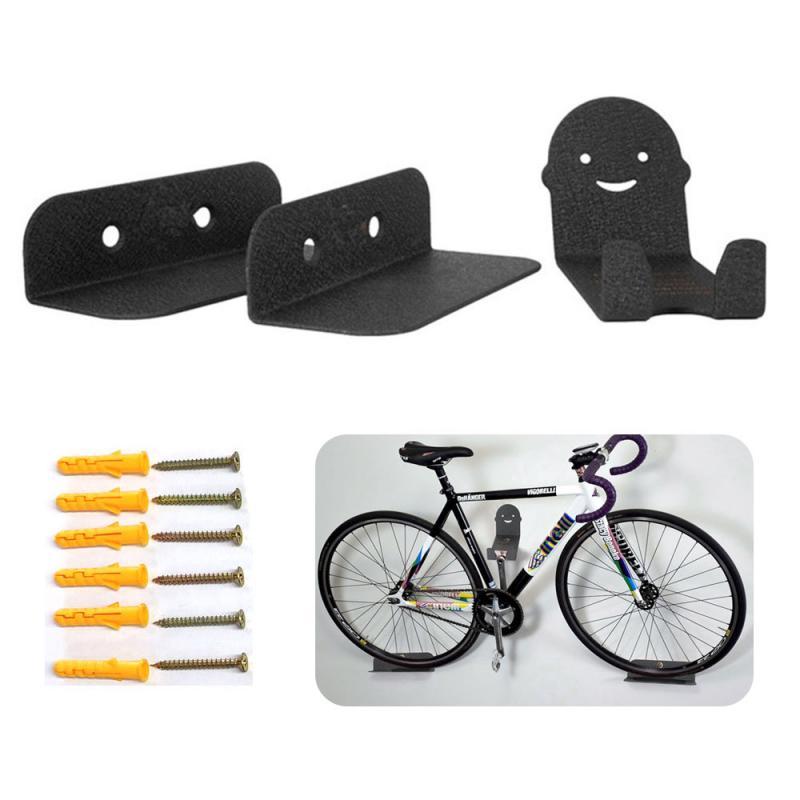 Support Mural Vélo Crochet Universel - Charge Max 30kg - Fixation Noire