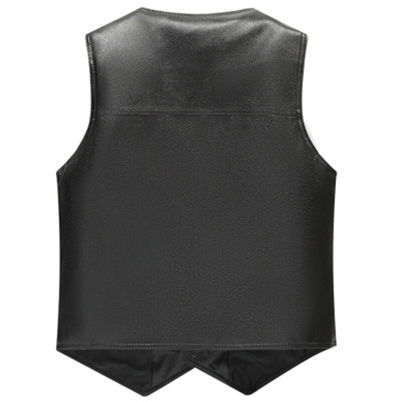 Bigsweety nova moda masculina colete de lã de couro do plutônio tamanho grande outono inverno meia-idade moda masculina carregado casaco de lã