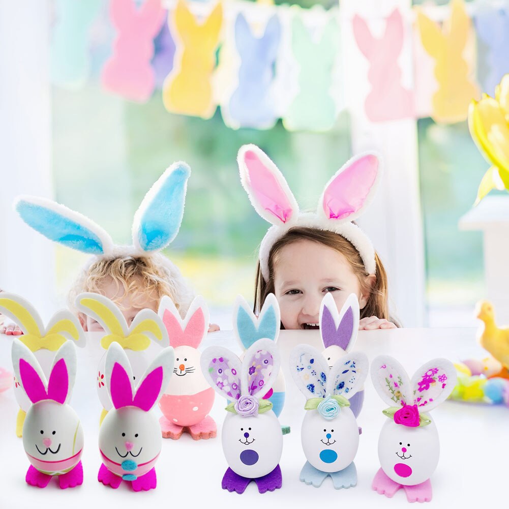 Leuke Pasen Konijn Eieren Vormige Thuis Decoratie Ambachten Happy Easter Partijen Kawaii Bunny Opknoping Kleurrijke Eieren