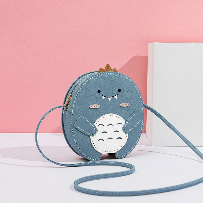 Funny Homemade Sewing DIY Women Corssbody Bags Cute Cartoon Pink Pig Women Shouder Bags Birthday for girls: Blue Dinosaur
