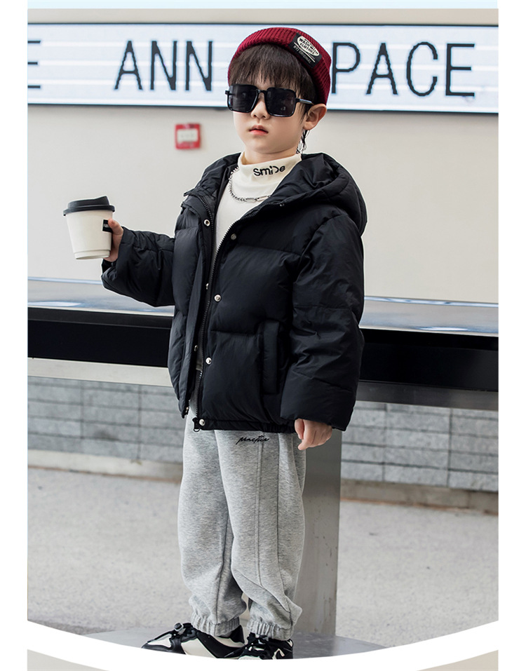 RAISE Winter Children Girl Down Jacket Thicken Plus Velvet Windproof Baby Girl Hooded Outerwear Loose Solid Zipper Kid Girl Coat: black / 8T