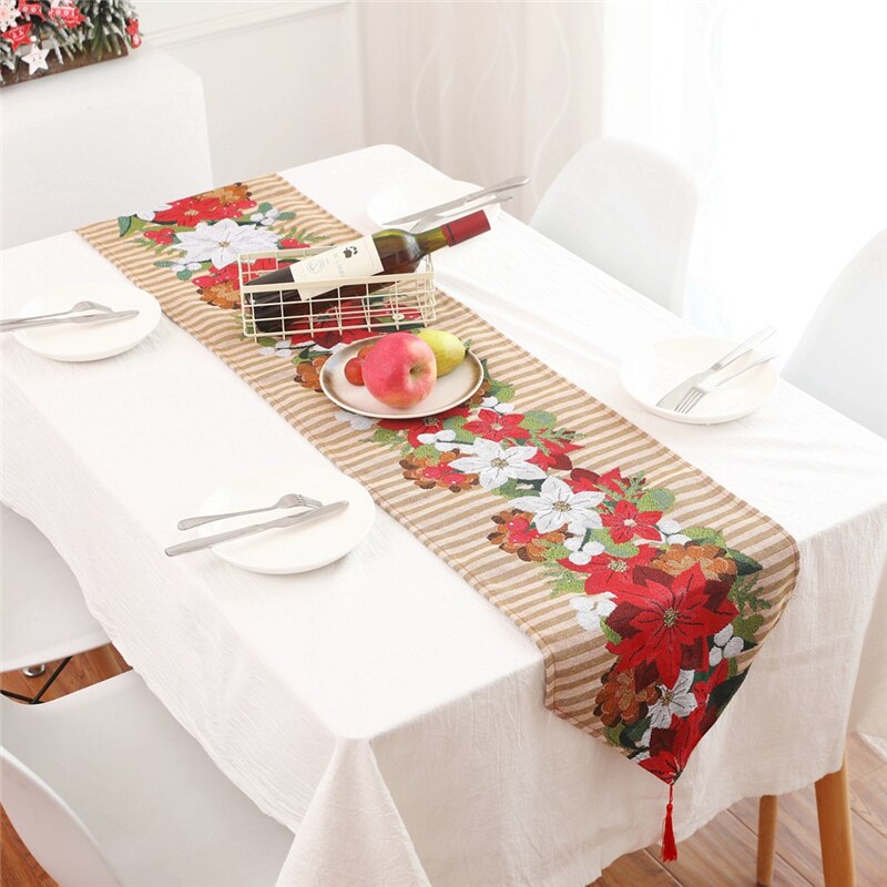 Kerst Tafel Decoraties Kerst Tafelloper Met Kwastje Kerst Stoffen Mat Tafelkleed Kerst Decoraties Voor Huis