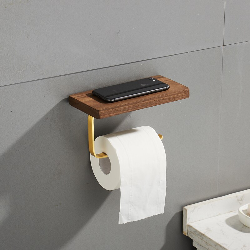 Perchero de madera maciza para ropa, estante de almacenamiento, colgador de pared, soporte de papel toalla negra de nogal, estante esquinero, accesorios de baño