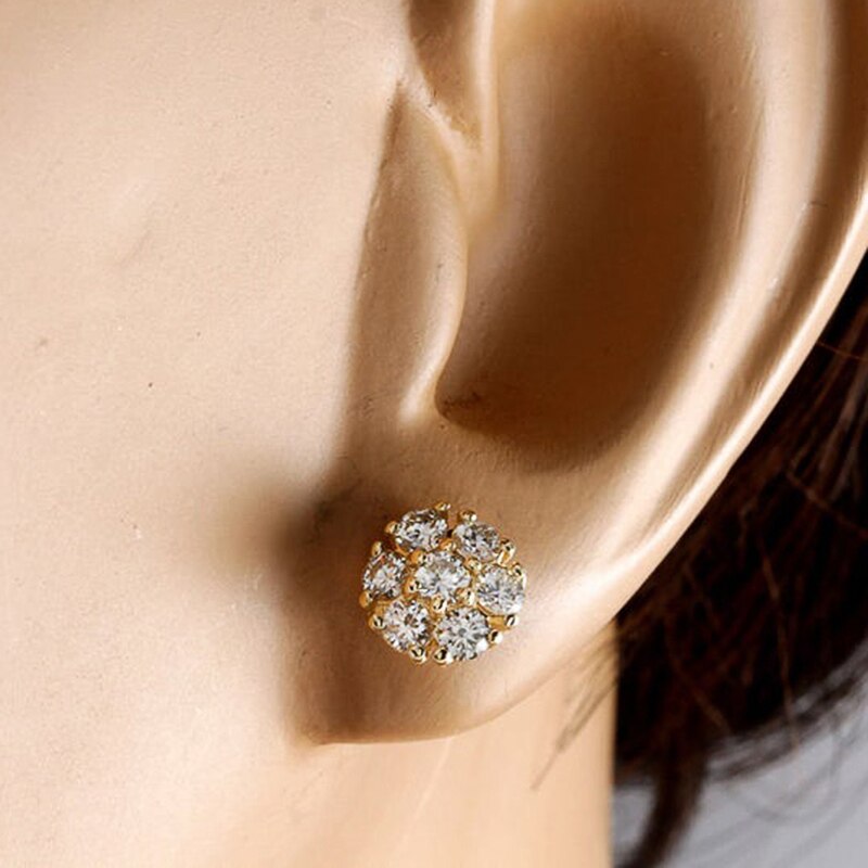 Huitan luxe gouden oorbellen met schitterende zirkonia steentjes, delicate kleine oorbellen voor dames, klassieke sieraden