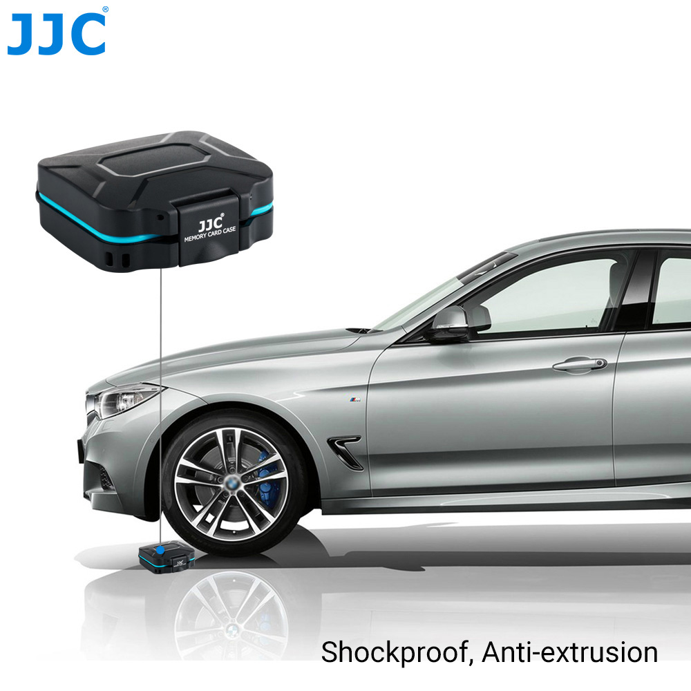 JJC-estuche para tarjeta de memoria SD, caja de almacenamiento con soporte para billetera, organizador para 4 SD SDHC SDXC 4 Micro SD TF, Tarjetero con herramienta de extracción de tarjetas