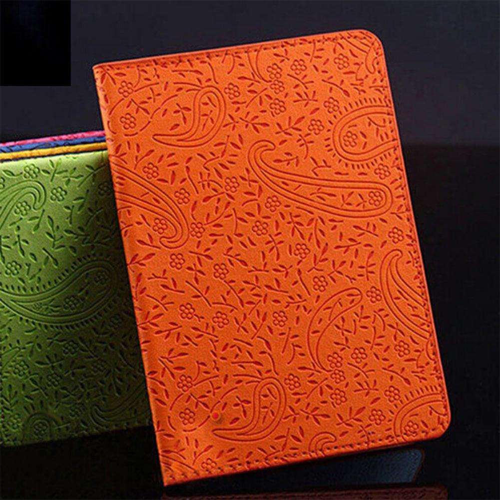 Lavendel Print PU Lederen ID Kaarthouder Paspoort Zak Geval Paspoort Cover Reizen Ticket Pouch Pakketten Paspoort Covers: Oranje