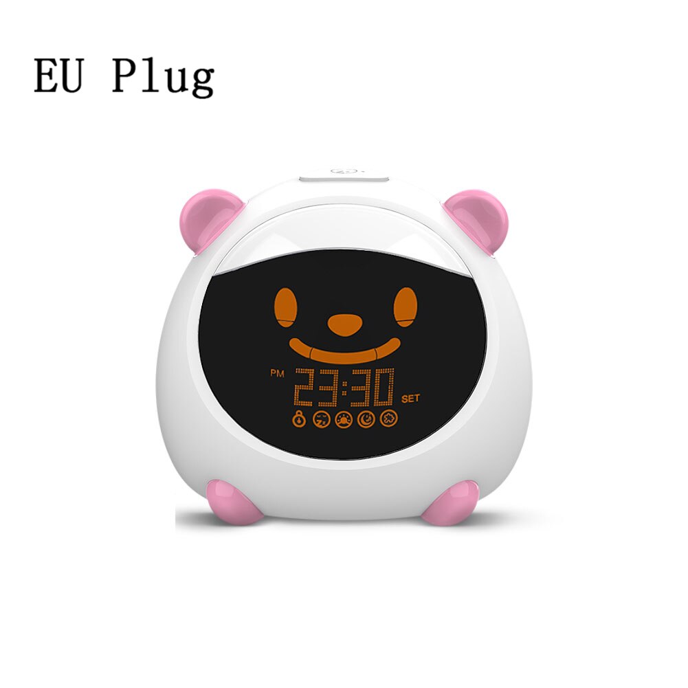 WiFi Smart Kids' Alarm Sleep Trainer Clock Light Sound Expression Smart Life Tuya App Voice Control with Alexa Google Home: Pink EU Plug