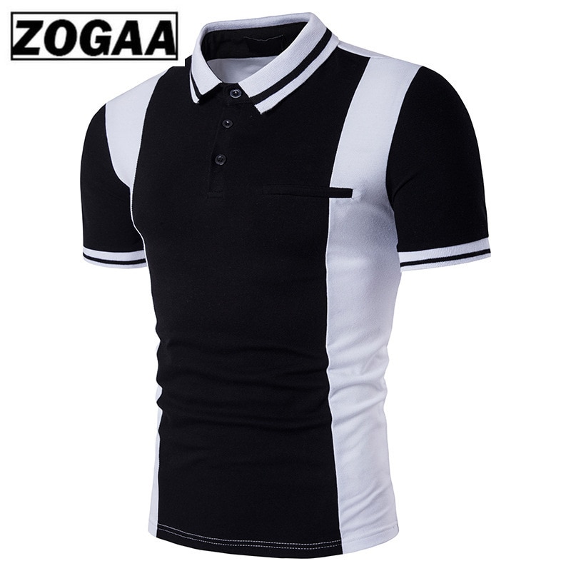 ZOGAA camisa de Polo de verano para hombre de manga corta Camisa blanca y negra de Polo informal ajustada para jóvenes camisas para Hombre Ropa