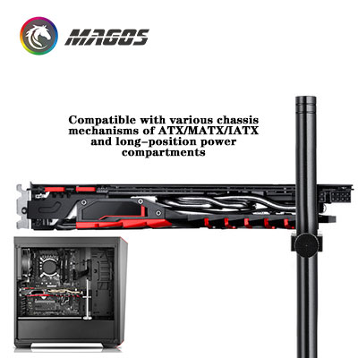 Coolmoon Graphics Card GPU Support Aluminum, Vertical Mounting VGA Companion Bracket, Black / White VT192