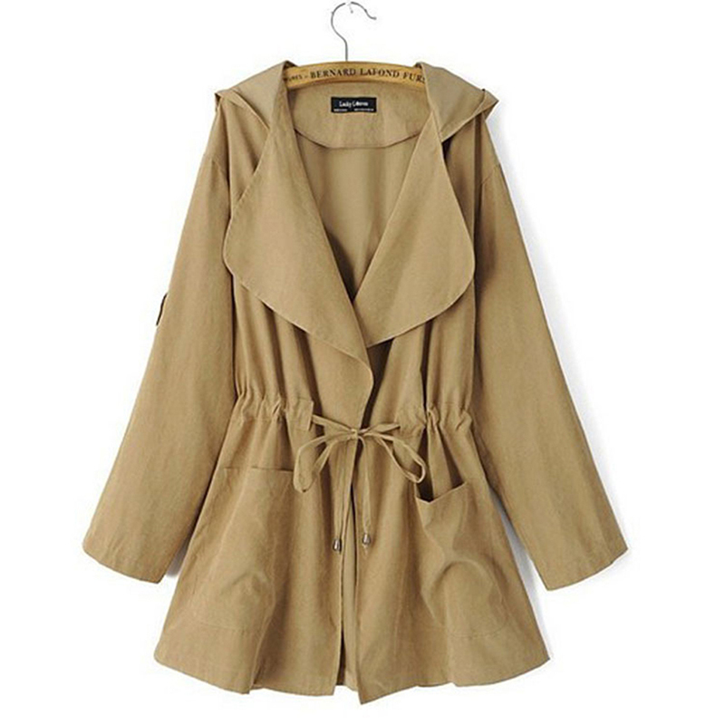 Herfst dames casual capuchon windjack jas omslagkraag overjas bovenkleding jas effen kleur trenchcoat riem slanke tops jas