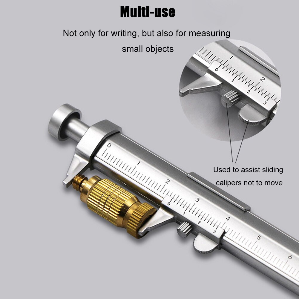 Multifunction Gel Ink Pen Vernier Caliper Roller Ball Pen Stationery Ball-Point Pens 2 in 1 DIY Measuring Gauging Tools