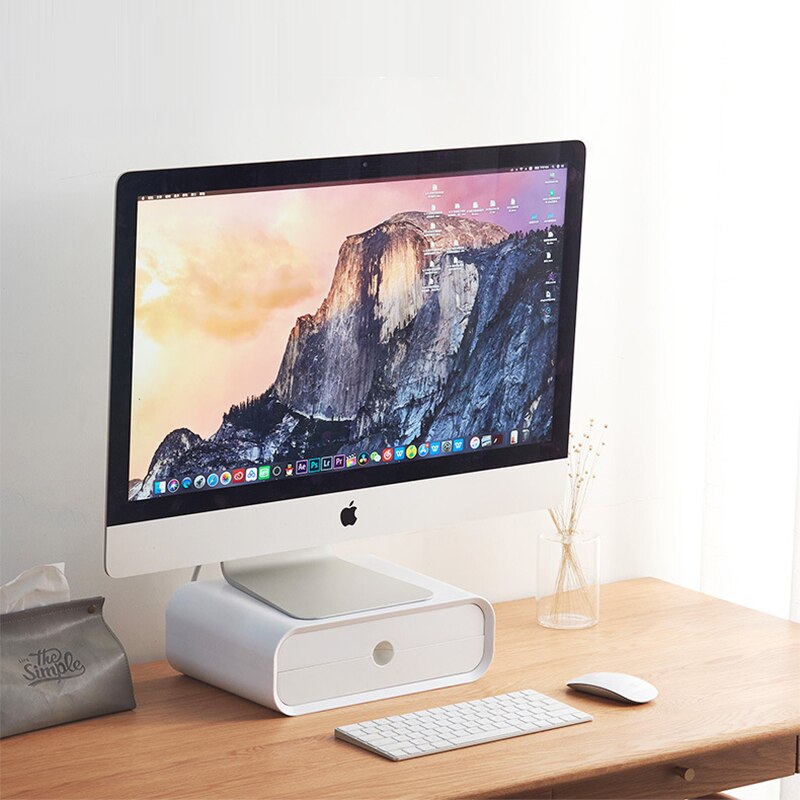 Étagère de rangement pour écran d&#39;ordinateur, une pièce, pour moniteur de bureau, pour ordinateur portable, avec tiroir
