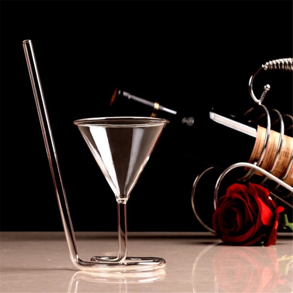Screw Spiral Straw Molecular Cocktail Glass Bar Party Wine Glass Martini Champagne Glass Wine Glass Charm for Home Bar