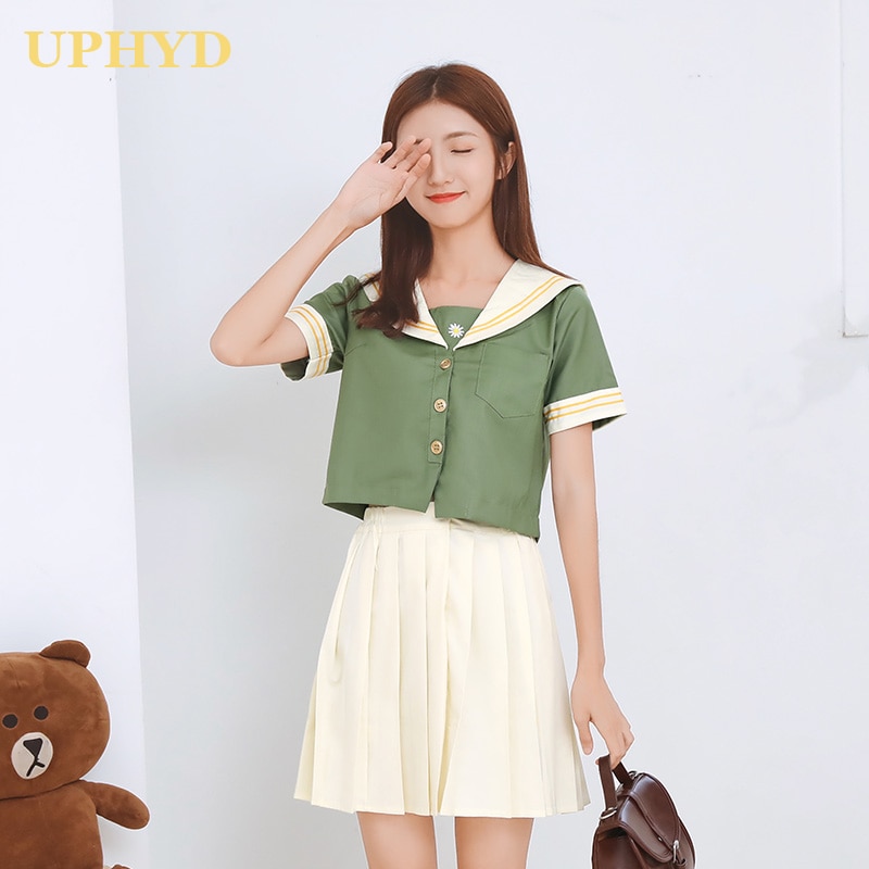 SchöNe Mädchen Grün Schuluniform Lolita Seemann Kleid Japanischen Koreanischen Studenten Bühne Leistung Seemann Uniformen