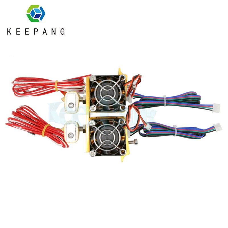 12V 40W MK8 Dual Head Extruder 3D Printer Extruder 0.4mm Nozzle Double Hotend Extrusion 1.75mm Filament with Motor Fan 3D Parts