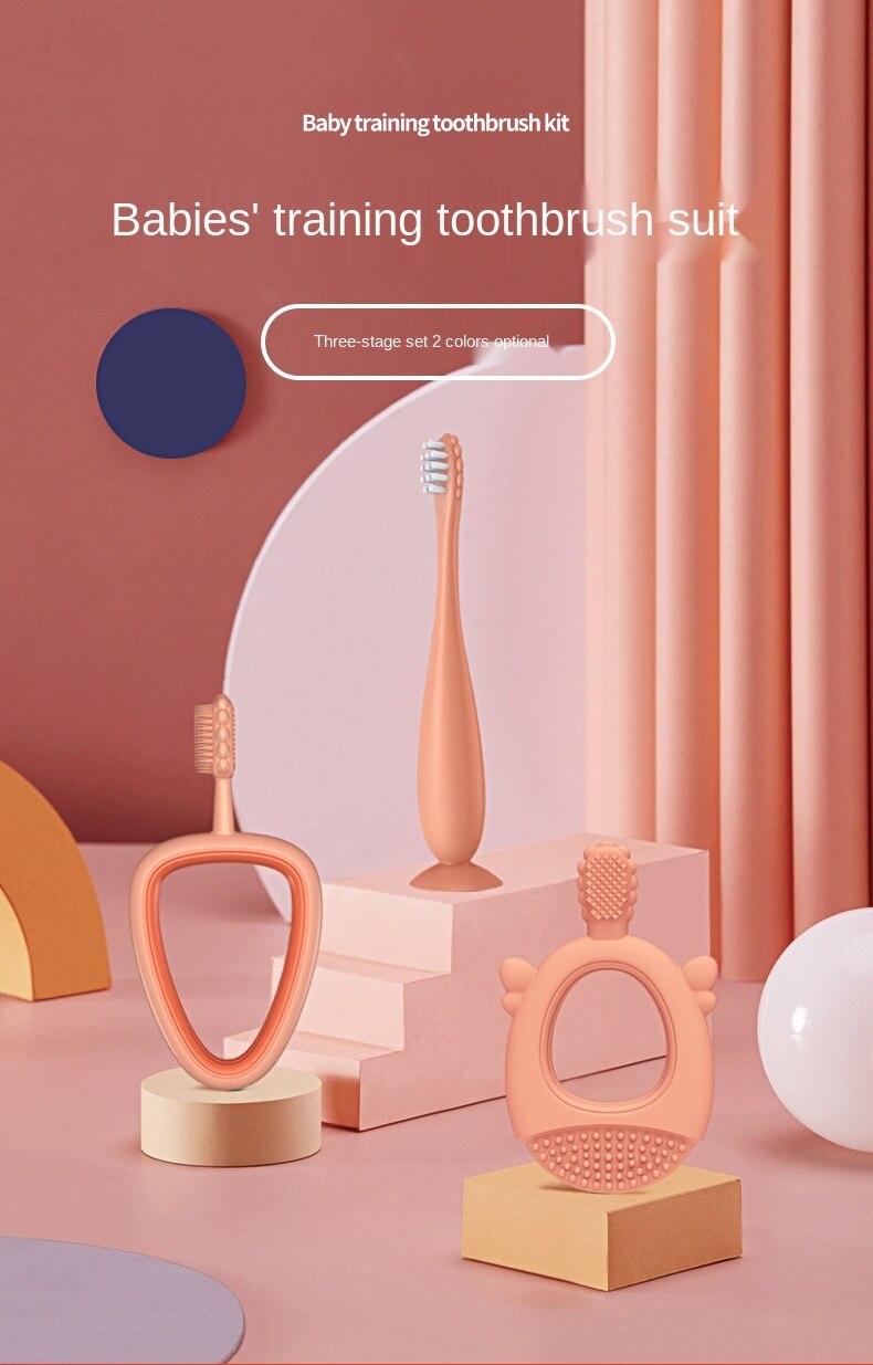 1 Set Silicon Toothbrush Children Infant Tooth Brush Rubber Cleaning Baby Brush Silicone Baby Training Toothbrush Kit