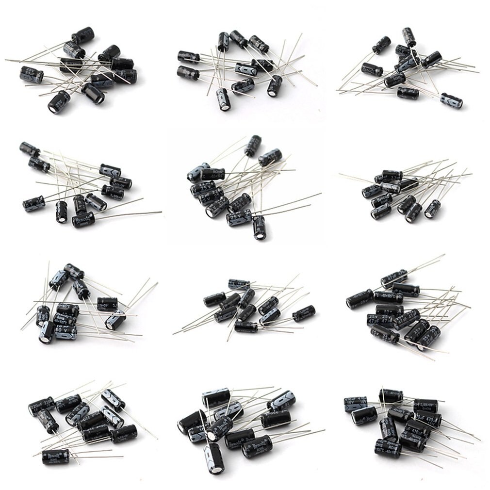120 Pcs/set 12 Values 0.22 UF-470 UF Aluminum Electrolytic Pack Capacitor Selection Kit Electrolytic capacitor pack