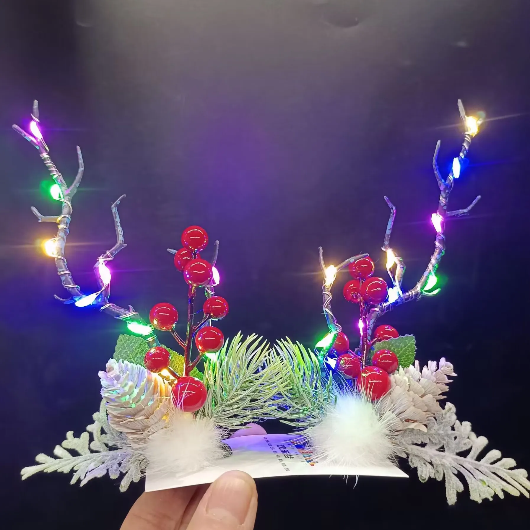 Pinzas para el pelo con luz LED, horquillas de Navidad con astas de reno, tocado para , niña, niño, Adulto, Festival de boda, 10 pares: Verde militar