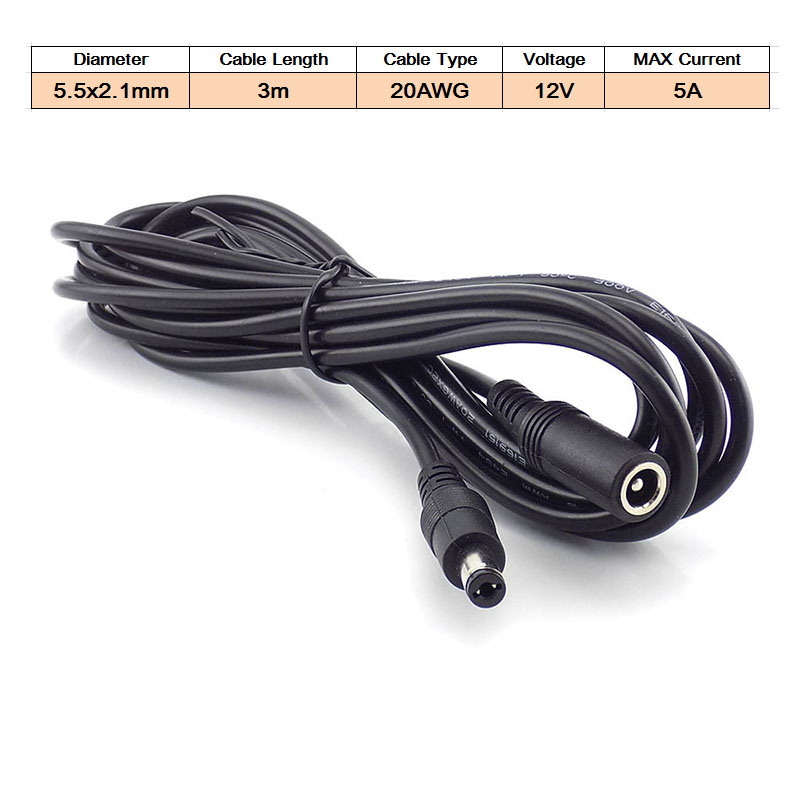 DC Vrouw naar Man Verlengsnoer 5V 2A 3.5x1.35mm/12V 5A 5.5x2.1mm Plug Jack Connector Kabel Voeding Adapter Lijn: Rood