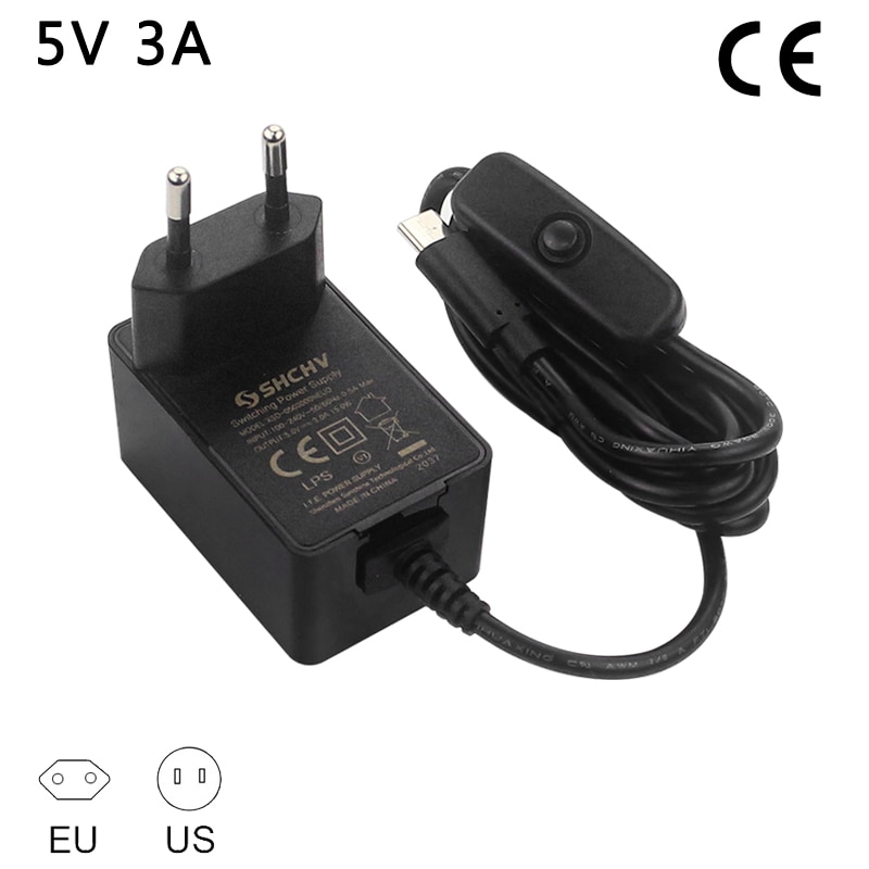 5V 3A Malina Liczba Pi 4 zasilacz Port USB C z włącznikiem/wyłącznikiem przełącznik przycisk certyfikat CE zasilanie dla Malina Liczba Pi 4 Model B