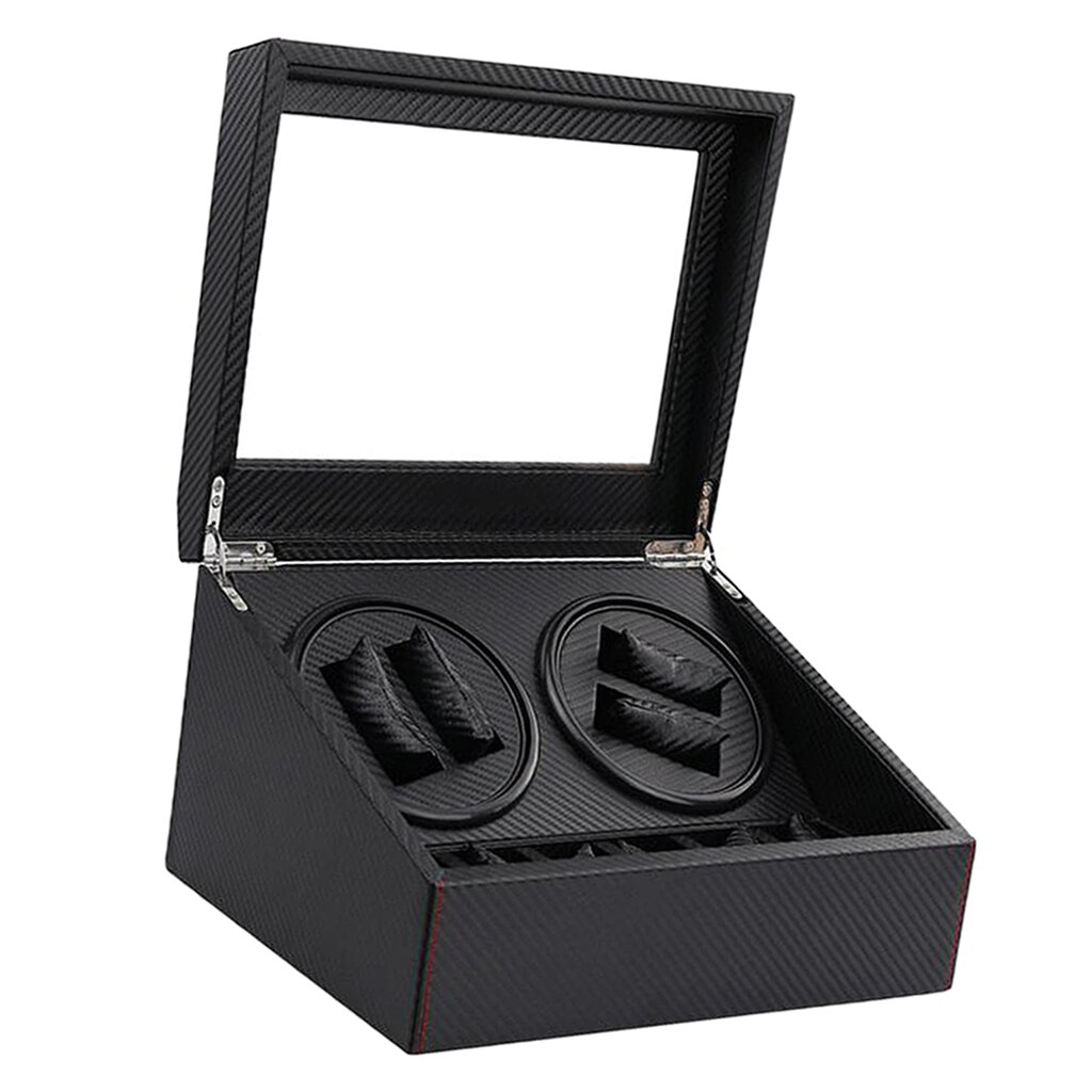 Black Carbon Fiber Storage Case Roterende Display 4 Winder 6 Slots Organisator