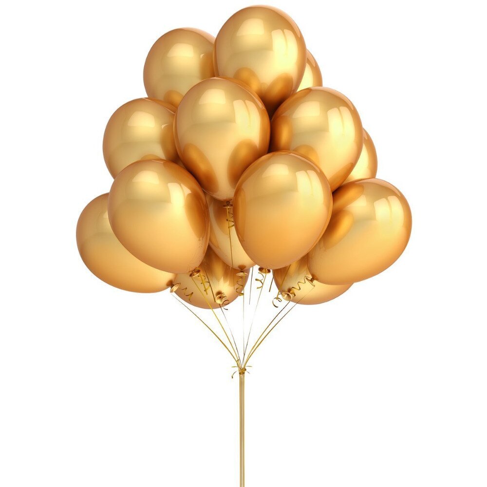 Ballons gonflables à Air et à hélium en Latex, 20 pièces, 12 pouces, or, argent, noir, pour décor de fête de mariage, fournitures pour enfants: Gold