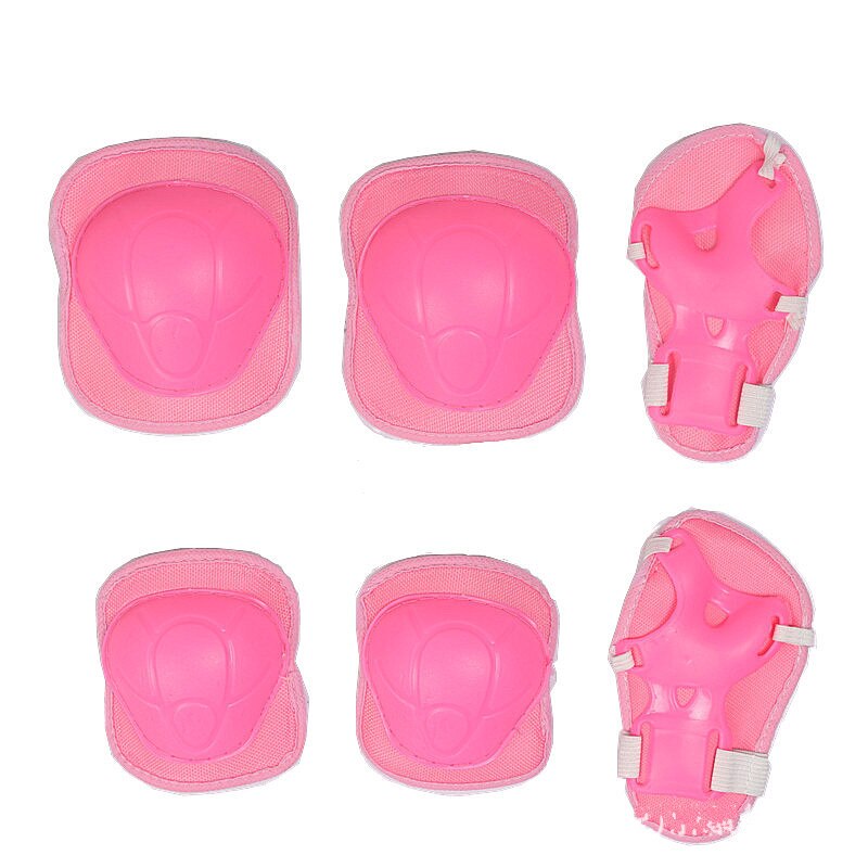 6/7 PCS Children Outdoor Sports Protection Sets Three Colors Skating Protective Gear Set Roller Wrist Guards Elbow Pad Knee Pad: Pink 6pcs