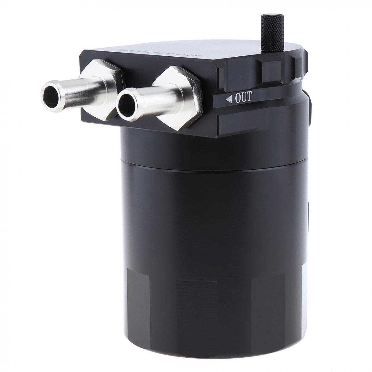 Universal Black Aluminum Baffled Oil Catch Can Oil Filter Tank Round Reservoir Breather with Fittings and Oil Dipstick