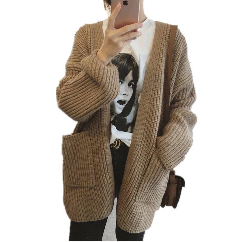 Winter Lente Gebreid Vest Vrouwen Mode Vleermuis Mouw Lange Jas Lange Mouwen Vest Trui vrouwen Lente Jas lui Wind