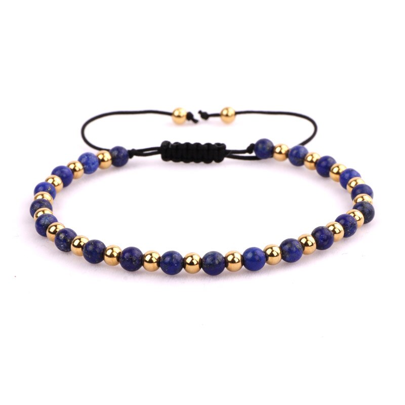 Beads Women Men Jewelry Small 4mm Gold Stainless Steel Beads DIY Letters Inspired Bracelet Women Men: Lapis Lazuli