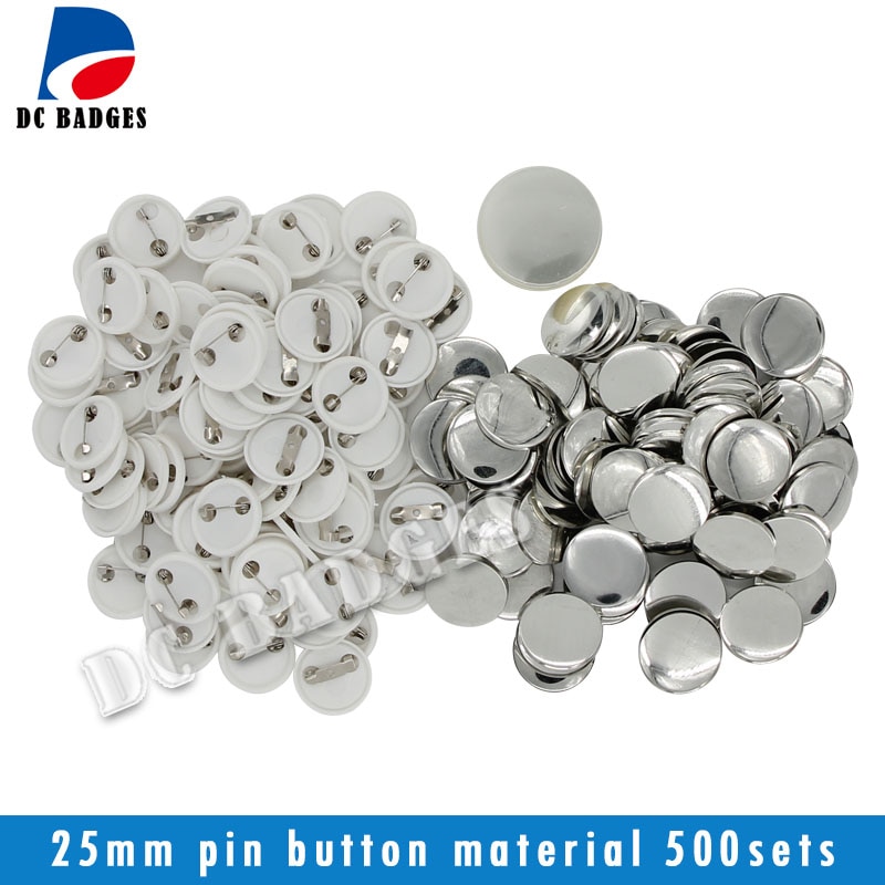 500sets 1"( 25mm) blank pin button badge material,plastic back button