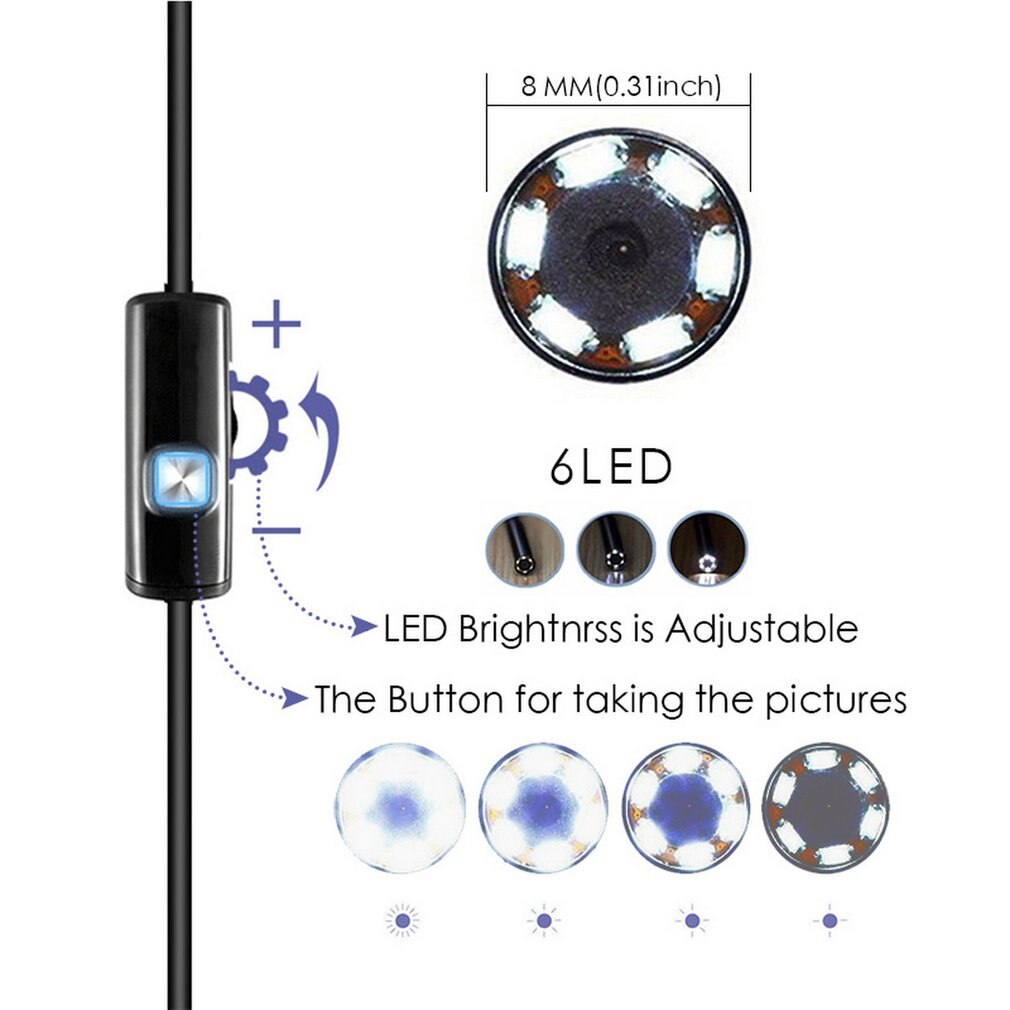 Waterproof WiFi Mobile Phone Endoscope 8mm 8 LED Handheld Borescope Digital Inspektion Camera With USB Adapter