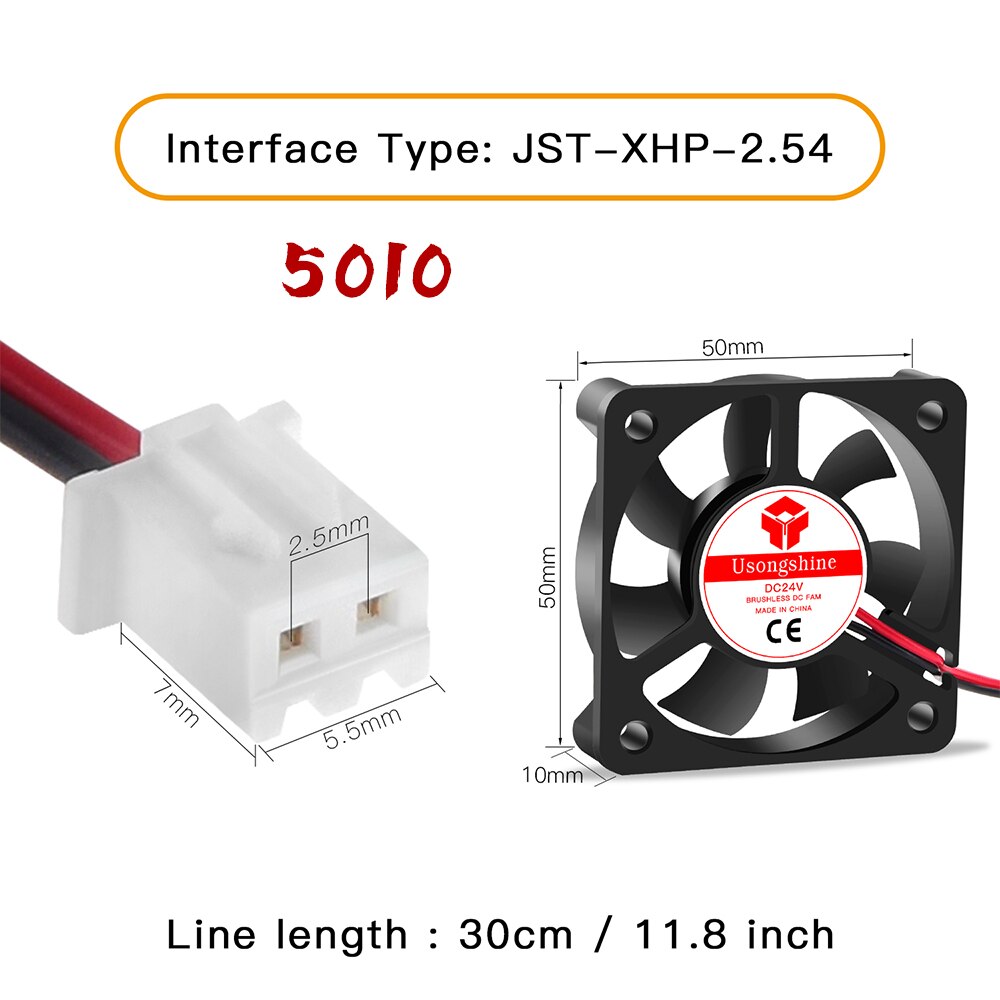3010 4010 4020 5010 5015 5V 12V 24V ventilateur Turbo de refroidissement pièces d'imprimante 3D sans brosse 2Pin pour extrudeuse ventilateurs de refroidissement cc