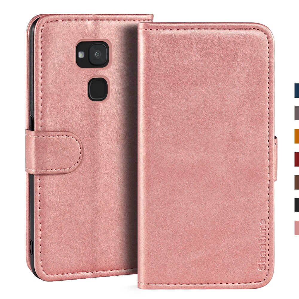 Funda magnética de cuero para BQ Aquaris V, funda de teléfono BQ Aquaris V, con soporte: For BQ Aquaris V / Rose gold