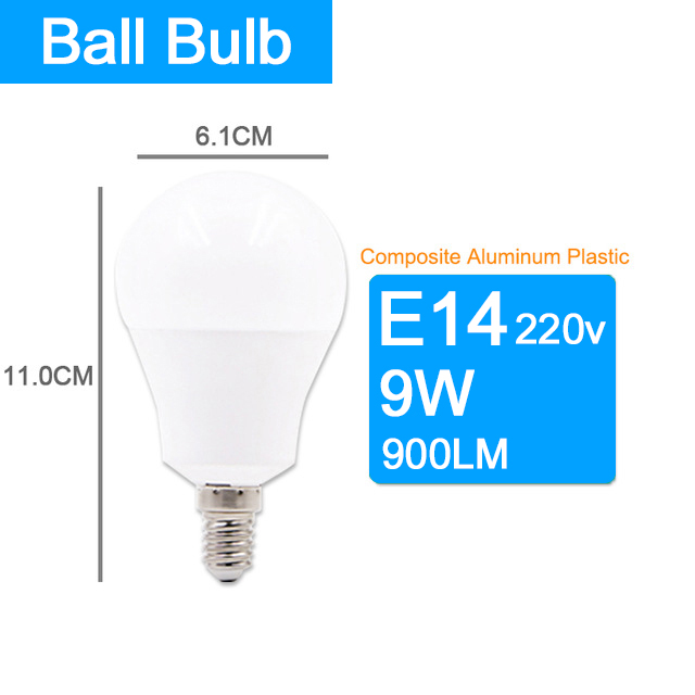 Led bulb E14 Aluminum 3W 6W 9W 12W Led Lamp AC 220V LED Candle Bulb Cool Warm White Lampada Bombillas Lumiere Lampara led light: LED Bulb E14 9W / Warm White