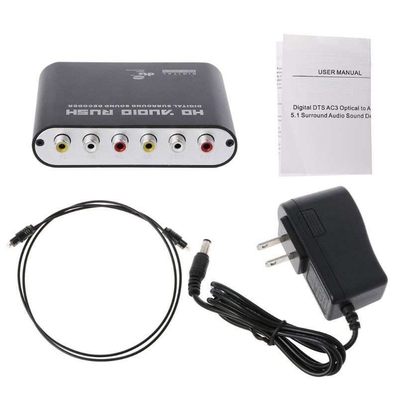 Digital DTS AC3 Optical To Analog 5.1CH Surround Sound Decoder Coaxial To 6RCA