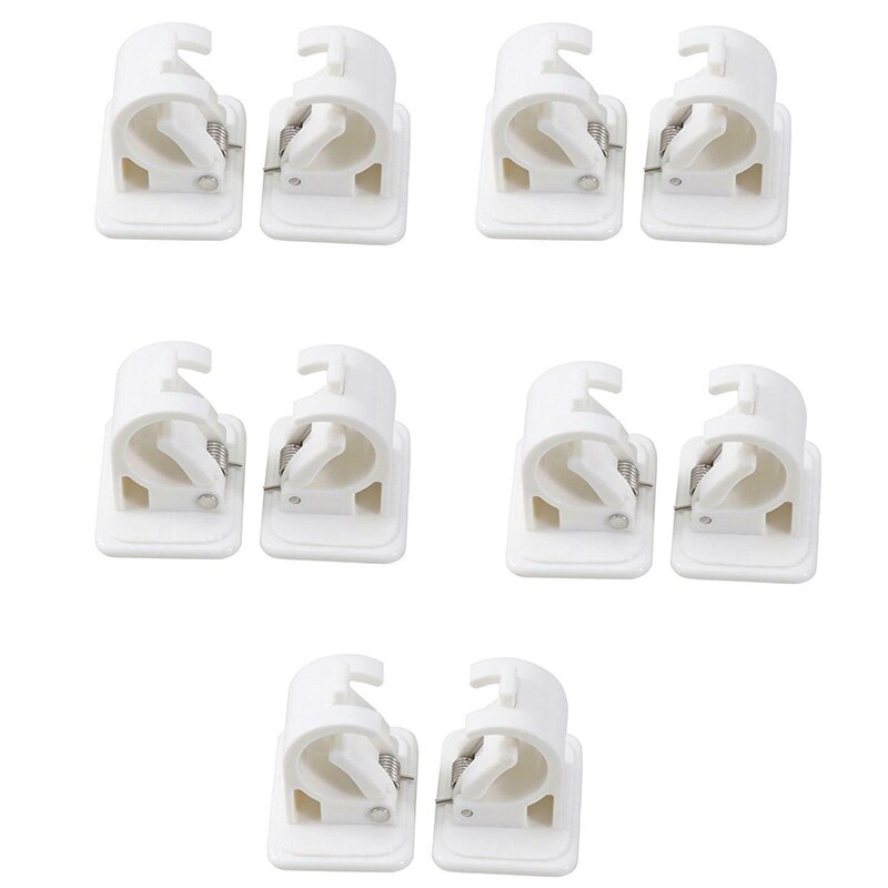 Zelfklevende Douchegordijn Staaf Houder Set - 12 Stuks - Geen Boren Transparante Kleine Spanning Staaf Beugel Ondersteuning Heavy Duty Muur Hold Tool Mount Retainer Voor Wall Mount