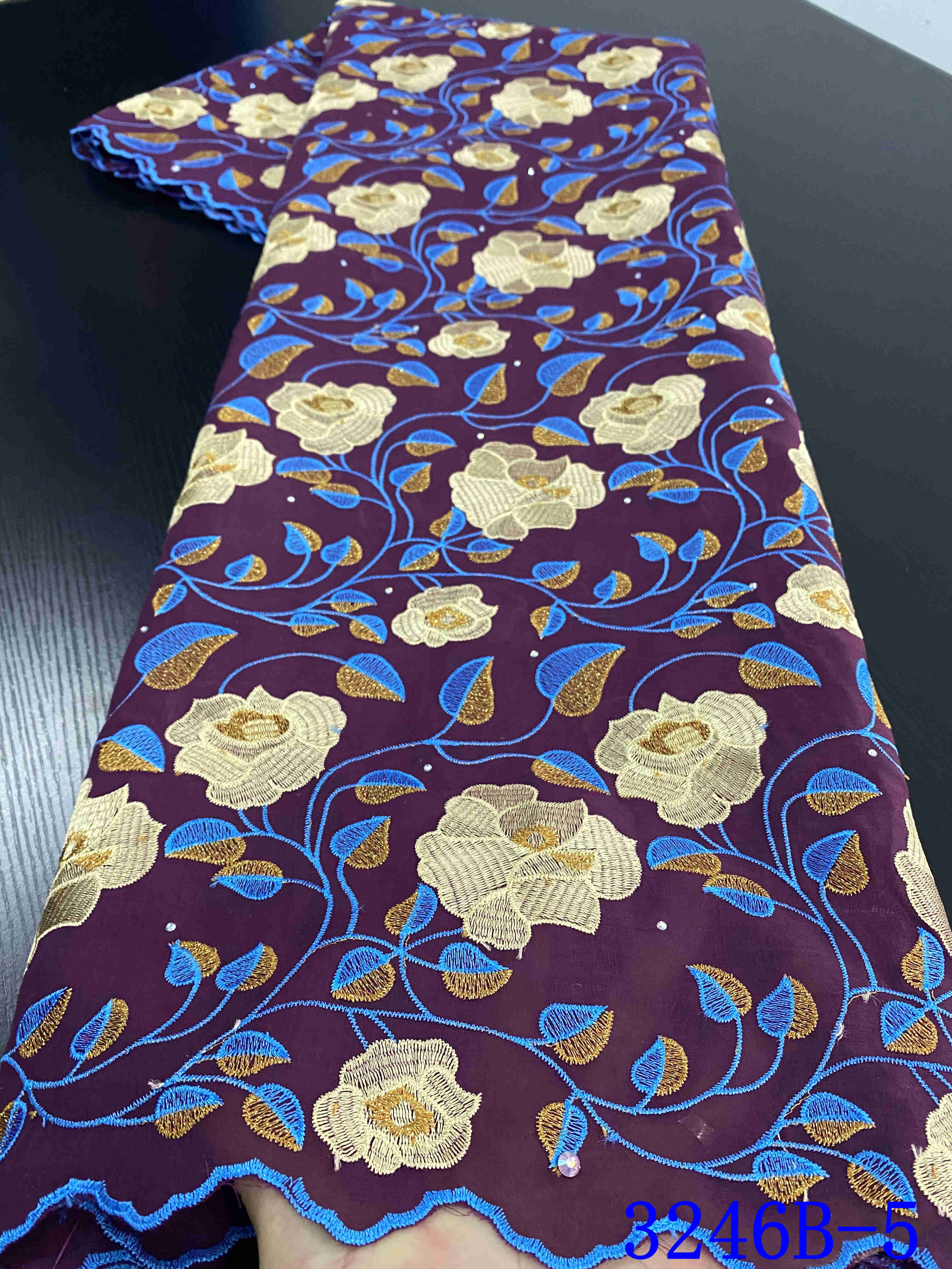 Nigerian Voile Laces Fabrics Lace African Lace Fabric For Wedding Dress French Cotton Lace Material YA3246B-8: Picture 5