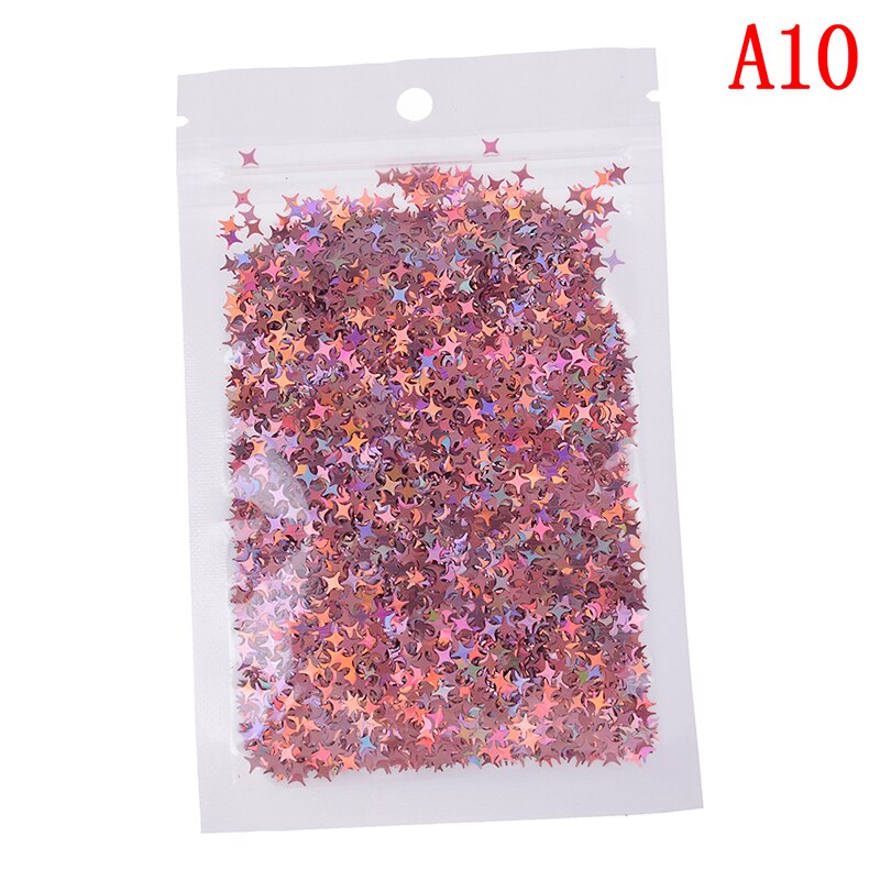 10 gr/paket Diy Kristall Schleim Liefert Ultra-dünne Scheiben Nägel Kunst Tipps Box Zubehör Dekoration Spielzeug Für Kinder Vier stern Glitter: 10