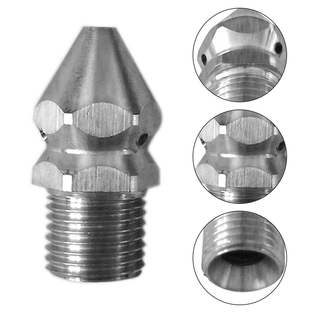 1*Cleaning Nozzle High Pressure Cleaner Drain Sewer Cleaning 06 Nozzle Jet 1/4'' Male 1 Forward 3 Rear Pressure Washer Parts